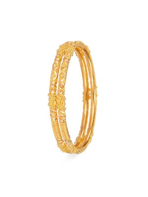 Hexagonal Textured Gold Bangle