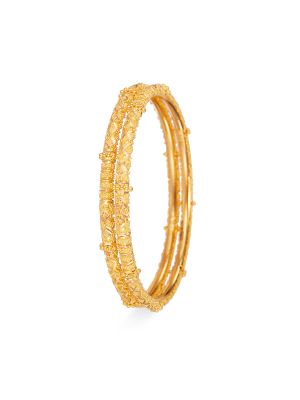 Hexagonal Textured Gold Bangle