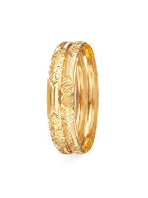 Contemporary Textured Gold Bangle