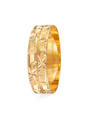 Contemporary Textured Gold Bangle