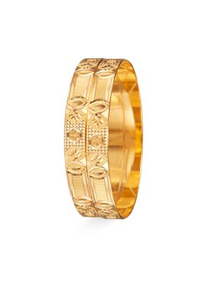 Contemporary Textured Gold Bangle