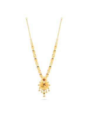 Traditional Multi-Stone Floral Gold Long Malai