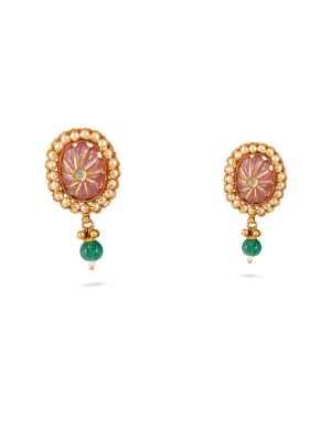 Emerald Drop Floral Pearl Earrings