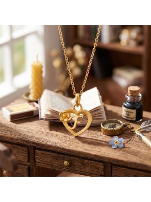 Floral Heart Casting Gold Pendant