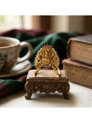 Traditional Lakshmi Gemstones Gold Ring