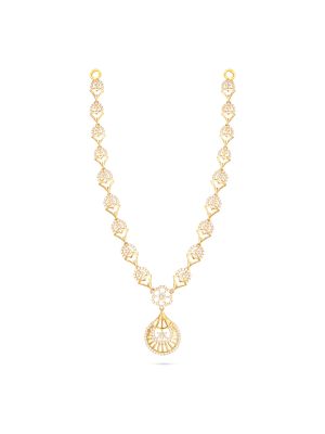 Diamond-Cut Floral Pendant Gold Necklace
