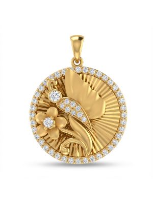 Flower Butterfly Gold Pendant