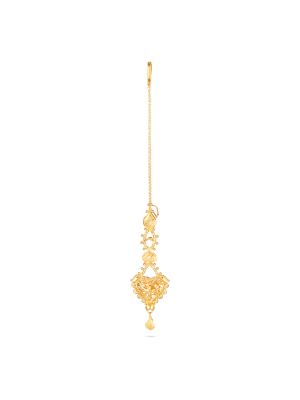 Gold Heart Motif Nethichudi with Drops