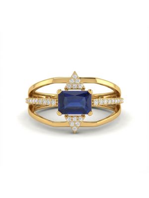 Elegant Blue Stone Gold Ring