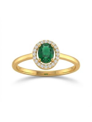 Classic Emerald Gold Band Ring 
