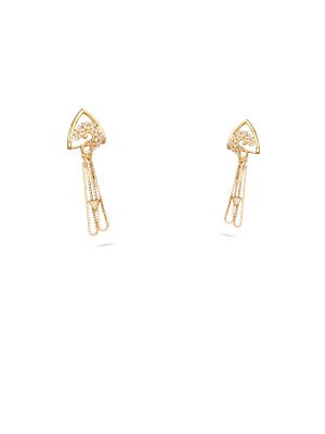 Triangle Floral Motif Chain Casting Drop Earring