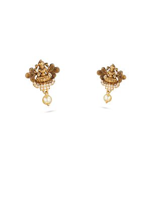 Lakshmi Motif Pearl Drop Earring