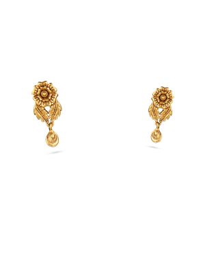 Charming Floral Gold Drop Earring