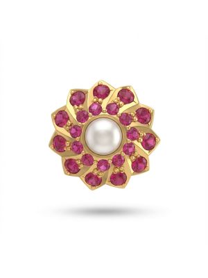 Floral Pearl Stone Stud