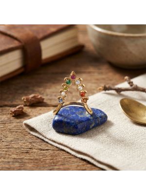 Traditional Navaratna Stones Textured Gold Ring