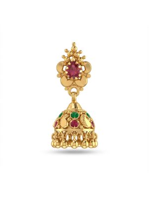 Floral Multicolor Stone Gold Jhumka