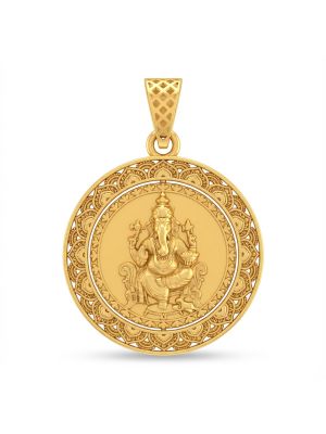 Ornate Frame Ganesha Gold Pendant