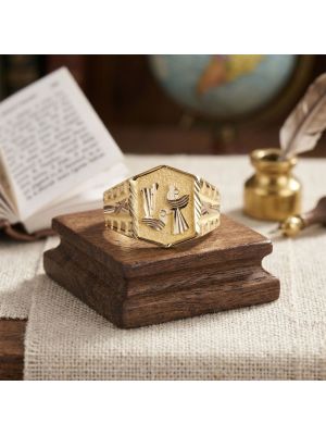Gents Retro Bolt TV Gold Ring