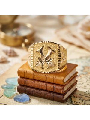 Pisces Signet Gents Gold Ring