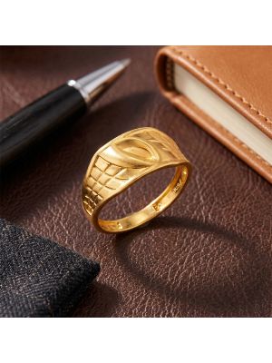 Gents Lattice Pattern Gold Ring