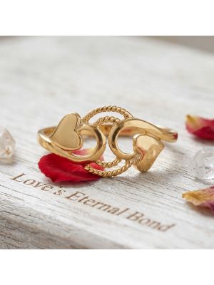 Rope Textured Heart Gold Ring