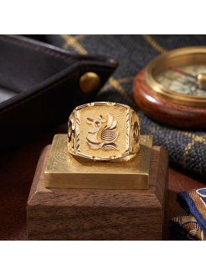 Gents Signet Textured Gold Ring