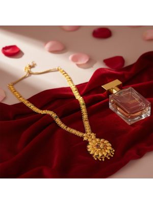 Beaded Floral Pendant Gold Malai