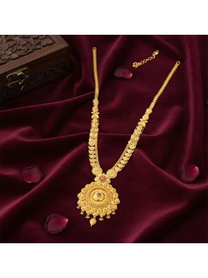Floral Gemstone Round Pendant Malai