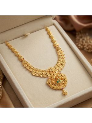 Elegant Lakshmi Pendant Floral Necklace