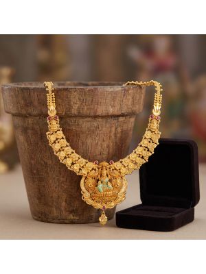 Elegant Lakshmi Pendant Floral Necklace