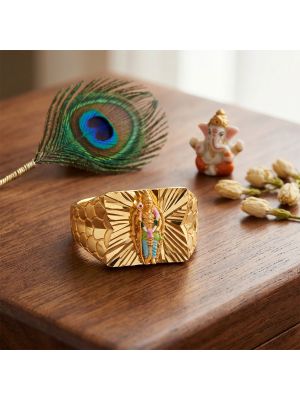 Lord Murugan Signet Gold Ring