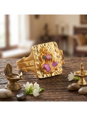 Goddess Lakshmi Enamel Gold Ring
