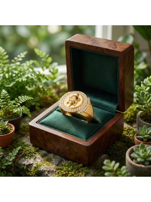 Gold Tortoise Signet Stone Ring