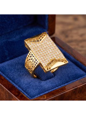 Rectangular CZ Gold Signet Ring