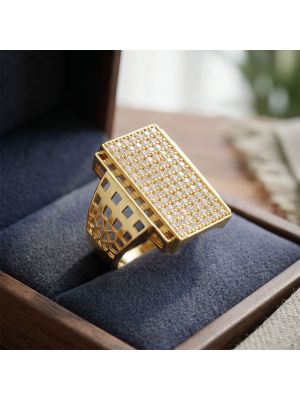 Geometric Window Cutout Gold Ring