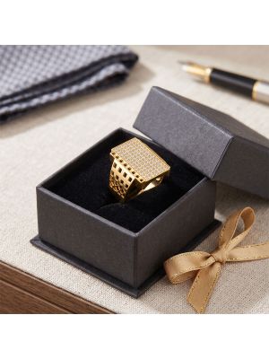 Modern Pave Gents Gold Ring