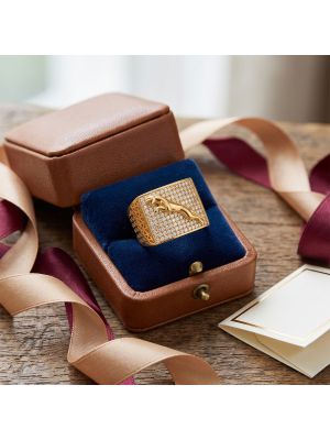 Bold Jaguar Pave Gold Ring