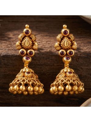 Antique Nagas Leaf Gold Jhumka
