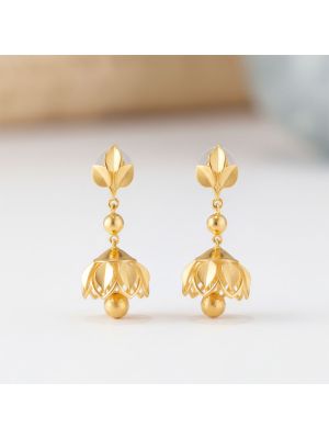 Floral Gold Jhumka Earrings