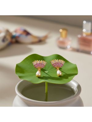 Royal Lotus Gold  Earrings