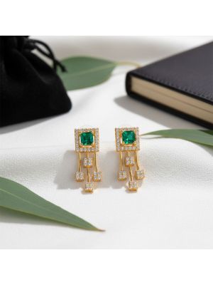 Royal Emerald Gold Earrings