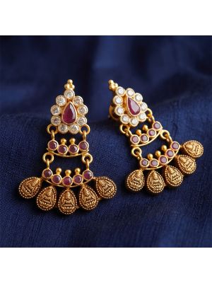 Traditional Goddess Lakshmi Gold Earrings
