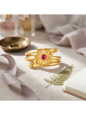 Fancy Floral With Stone Gold Ring