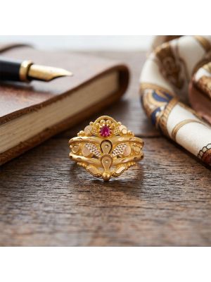 Fancy Red Stone Ladies Ring
