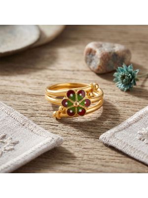 Fancy Floral Enamel Ladies Ring
