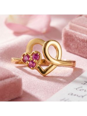 Elegant Cz Stone Heart Gold Casting Ring