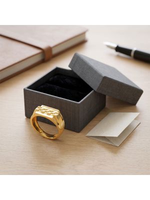 Imperial Block Textured Casting Gold Ring