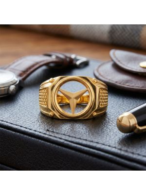 Mercedes Benz Logo Gold Casting Ring
