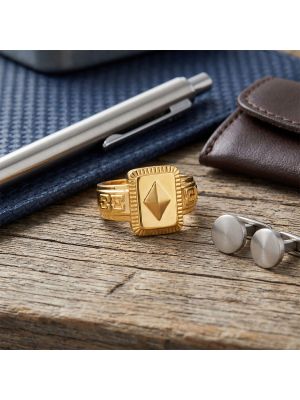 Rhombus Casting Gold Gents Ring