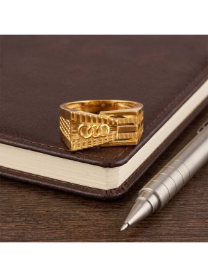 Linear Automotive Loop Casting Gold Ring